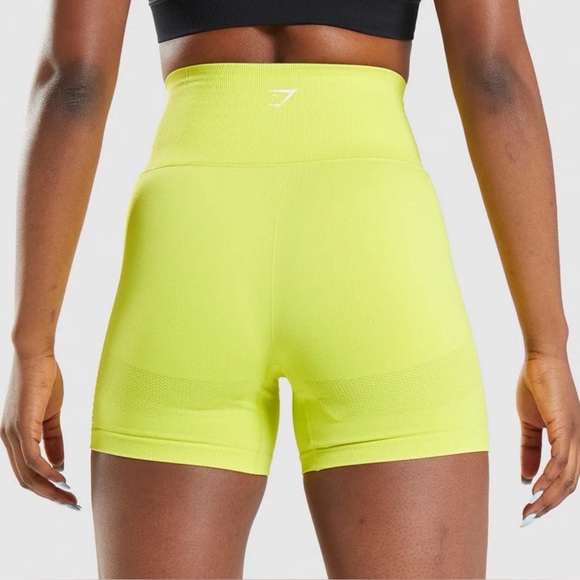 Gymshark Energy Seamless Neon Yellow Biker Shorts Size Small - Picture 6 of 12